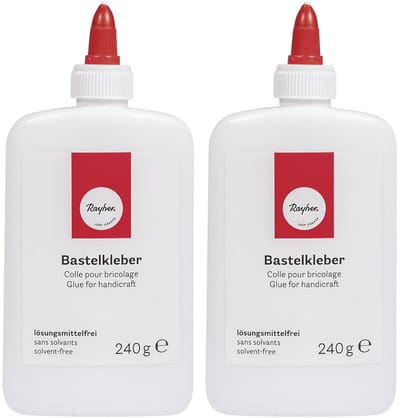 Rayher Hobby knutsel lijm - 2x - flacon van 240 gram - witte lijm - geschikt voor alles