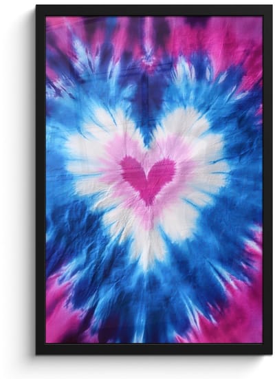 Poster in lijst - Fotolijst 40x60 cm - Posters - Hartvormig - Tie dye - Paars - Posterlijst zwart - Decoratie - Wanddecoratie woonkamer - Muurdecoratie slaapkamer