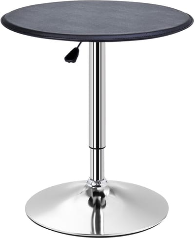 Merax Ronde Bartafel - Verstelbare Statafel met Kunstleer Tafelblad - Ø63 cm - Eettafel in Hoogte Verstelbaar - Zwart