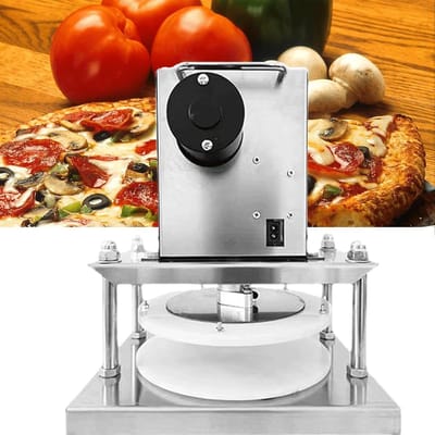 Elektrische Pizzadeegpers - Deegroller Machine - Snel Deeg Vormen - Roestvrij Staal - 22-30 cm Plaat - Zilver