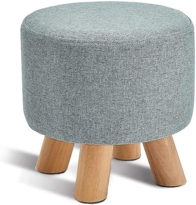 Voetenbank met Opbergruimte - Krukje Bankje - Schoenen Wisselen - Massief Houten Frame - Ronde Vorm - Bruin