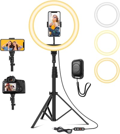 Thijox - 12 inch Ringlamp met Statief 64 inch - LED Ringlicht met 10 Helderheidsniveaus en 3 Verlichtingsmodi - Perfect voor Make-up, Fotografie, YouT