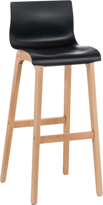 CLP Hover Barkruk - Natura houten frame - Kunststof zitting zwart