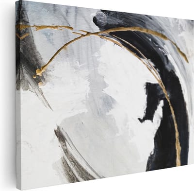 Artaza Canvas Schilderij Abstract Goud - 40x30 cm - Klein - Muurdecoratie Woonkamer - Wanddecoratie Industrieel - Kamer Accessoires