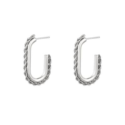 Oorbellen Ovale Hoepel - Yehwang - Oorbellen - One size - Zilver