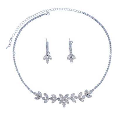 Trouwen- ketting set - oorbellen-Verona zirkonia- zilverkleur- Charme Bijoux