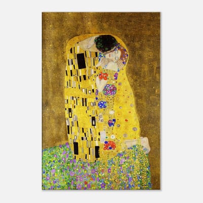 Canvas Schilderij - Gustav Klimt - The kiss 40x60 cm - Kunst Wanddecoratie Woonkamer & Slaapkamer
