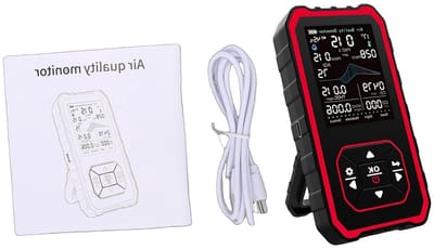 Luchtkwaliteitsmeter - Detector CO2 Vochtigheid - Gezond Binnenklimaat - 10-in-1 Detectie - 17 x 11 x 4 cm - Zwart