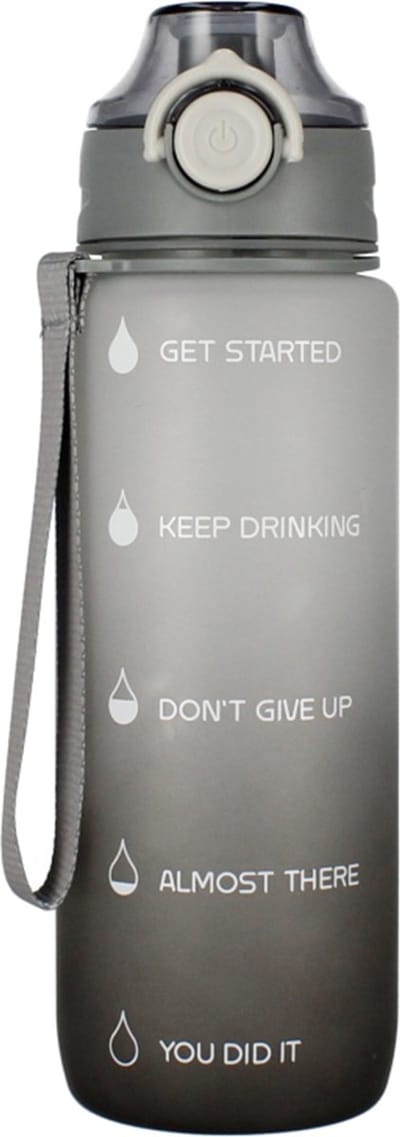 Grijze plastic fles / waterfles met maatverdeling 750ml