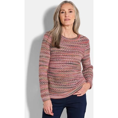 Tricot pullover in meerkleurige look - meerkleurig / gedess. - Gr. 48 van Goldner Fashion