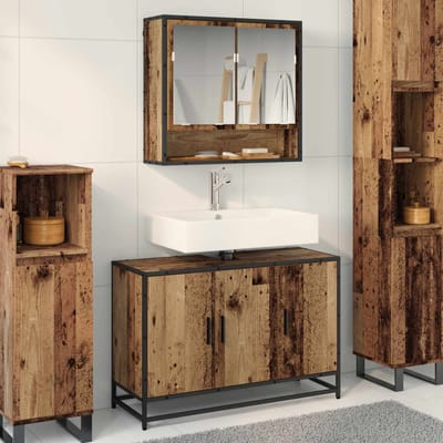 vidaXL - Badkamermeubel - Set - 2 - st - Oud - Hout - 90 - x - 33 - x - 60 - cm - Bewerkt - hout