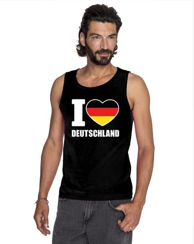 I love Duitsland kleding - singlet shirt - tanktop - zwart - heren - supporters kleding - Deutschland S