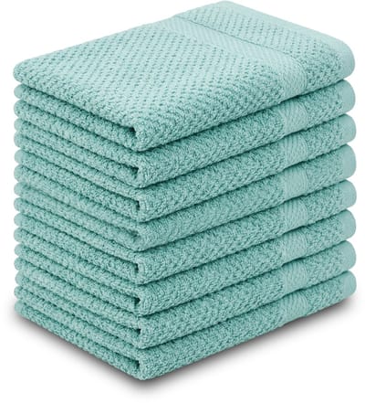 DoubleDry Popcorn Weave Gastendoekjes 30x50 cm - Set van 8 - 100% Katoen 450 g/m2 - OEKO-TEX Made in Green - Mint