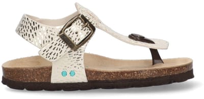 BunniesJR 225417-906 Meisjes Platte Sandalen - Beige/Print - Imitatieleer - Gesp