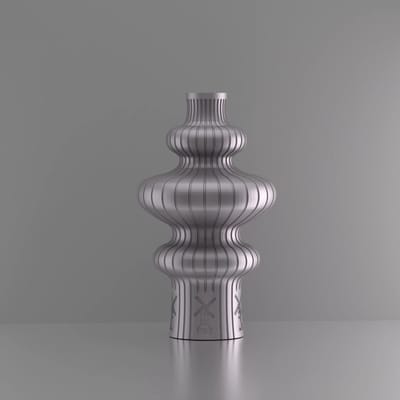 3d-gezellig Fontein met molen - Vaas - Zilver - Maat 25 cm - Kunststof - Modern - Bloemenvaas -100% gerecycled PLA (bioplastic)