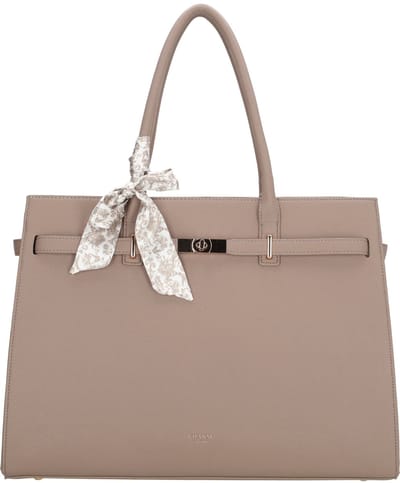 Charm London The Hamptons Laptoptas 15,6 Inch - Dames Schoudertas met Laptopvak, Verstelbare & Afneembare Schouderband - Lichttaupe