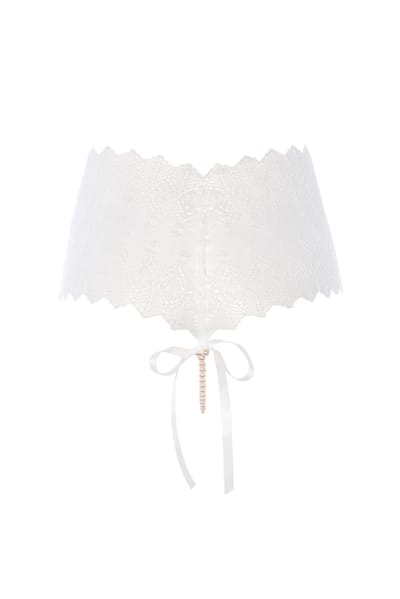 Bracli - Genfer Strumpfhose Elfenbein - Luxus Perlenstring Dessous Größe L