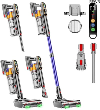 RFWR® Draadloze Steelstofzuiger met 45000Pa Zuigkracht en 70 Minuten Accuduur