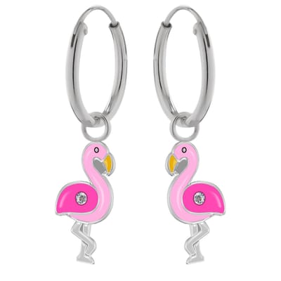WeLoveSilver - Zilveren oorringen - Flamingo - Roze Kristal - Kind