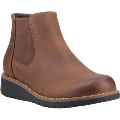 Hush Puppies Leonie Leren Damesschoenen Bruine Platte Chelsea Laarzen