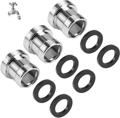 3-delige Kraanadapter Set M18 naar M22 met Rubber Seals voor Waterfilter, Tuinslang en Keuken- en Badkamergebruik