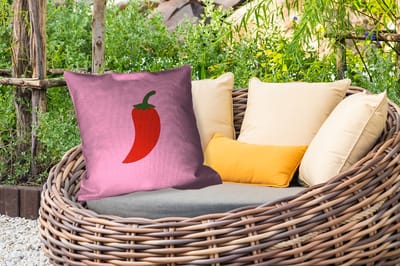 Sierkussen Buiten - Peper - Rood - Illustratie - 60x60 cm - Weerbestendig