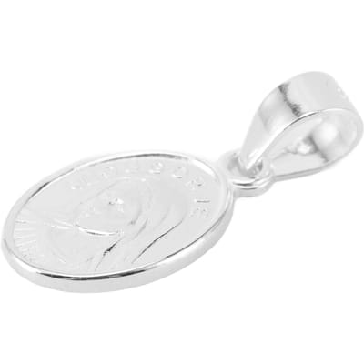 Médaille Miraculeuse Argent Sterling 925 Finition Polie Vierge Marie Ovale Collier Pendentif Religieux white