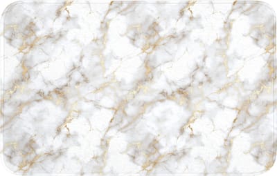 Badmat 80x50 cm - Antislip - Gouden aders - Marmer - Wit - Badmatten voor badkamer - Badkamermat - Douchemat - Badkamer mat