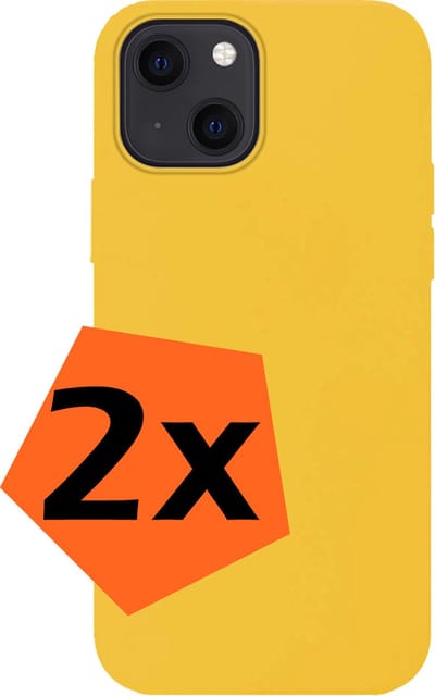 Hoes - 2 Stuks - Geschikt voor Apple iPhone 15 - Sterk & Shockproof - Case Siliconen - Back Cover - Telefoon Hoes - Geel