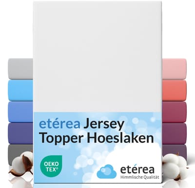 etérea Topper Jersey Hoeslaken 140x200 - 160x200 cm Oekotex Made in Green - 100% katoen - Wit