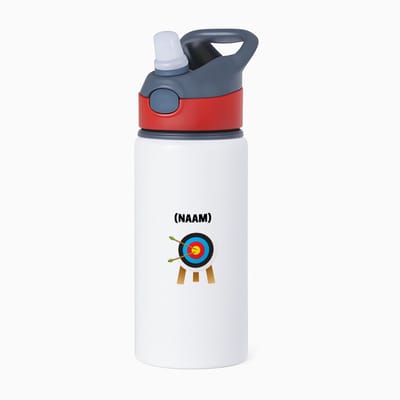 Hacebo® - Dartbord met eigen naam waterfles met rietje rood - Dartbord - mensen die houden van darten - gepersonaliseerde - sport - darters - verjaardagscadeau - kado - gift - geschenk - verrassing - water fles - 650ML