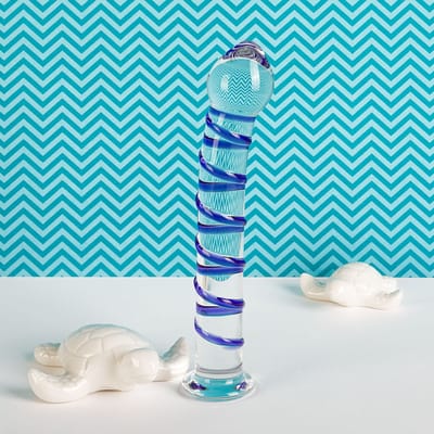 Glazen dildo met spiraalstructuur, 19 cm