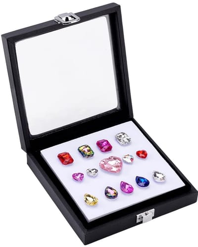 JHUBERS- Sieradendoosje Vierkant - Displaydoos - 13,2 x 13,1 x 3,2 cm - PU-leer - Hout - Voor Oorbellen/Armbanden/Halskettingen - Sieradenvitrine