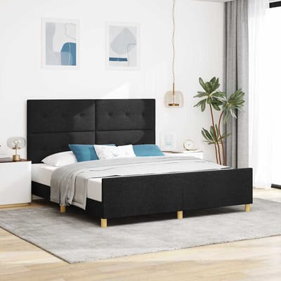 vidaXL - Bedframe - met - hoofdeinde - Zwart - 180 - x - 200 - cm - Stof