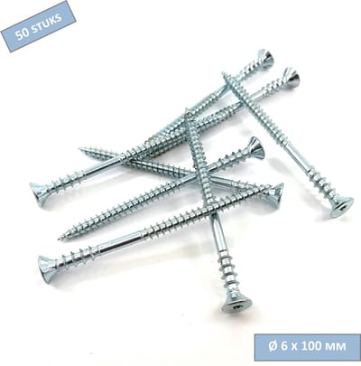 UFAST afstandschroef - Ø 6 x 100mm - Platkop - Torx - Verzinkt - 50 stuks