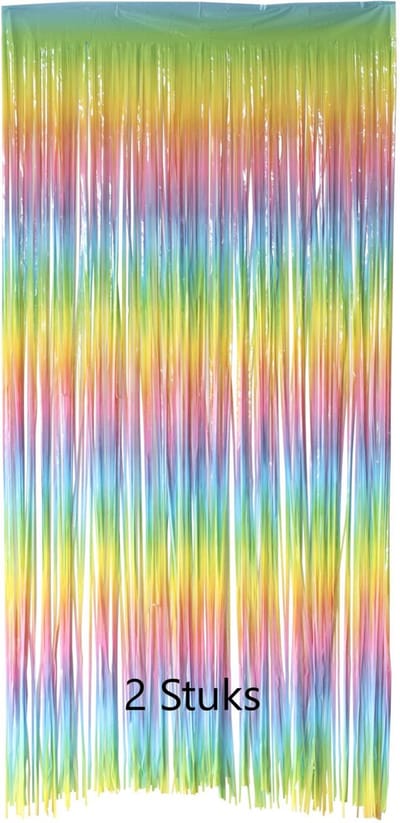 Pastel Kleuren deurgordijn , 2 bij 1 meter, Folie, Disco, Verjaardag, Deur / Wand decoratie