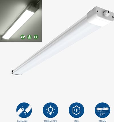 ANTENLICHT LED Vochtbestendige Armatuur Led Verlichting met Armatuur 60 cm 18W 6000K 1800lm Plafondlamp LED TL Werklamp - Koud wit