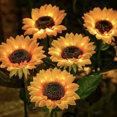 Kimdo - zonnebloem tuinverlichting op zonneenergie- 2 stuks - Solar - Led buiten - Led tuinspot- Waterdicht - prikspots tuin - Decoratie licht - Terras - Sfeerverlichting