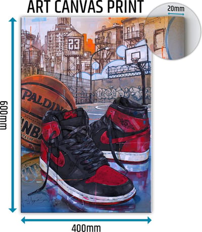 Sneaker canvas basketball banned bred 40x60 cm