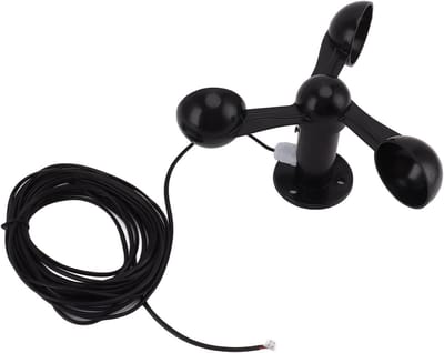 Wind Snelheidsmeter met 3 Cups en 8M Waterdichte Kabel, Eenvoudige Installatie voor Buiten, Nauwkeurige Windmeting en Anti-interferentie