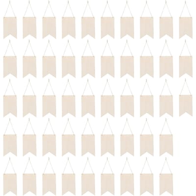 48 Stuks Onafgewerkt Hangend Houten Bord Populier Multiplex Leeg Houten Plaquette met Touwen voor Pyrografie white