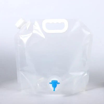 Sac à eau de camping 5 L, seau à eau pliable portable, grand récipient à eau, pochette pliable pour voyage en plein air, fournitures de camping white