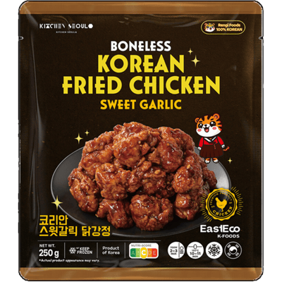 Rengi Koreaanse gefrituurde kip zonder bot - zoete knoflook - 250 g