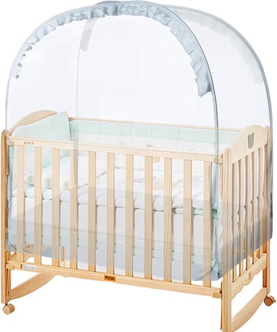Baby Bed Tent - Veilig Slaap Domein - Veilig Slapen - Ademende Mesh Structuur - 70x130x140cm - Grijs