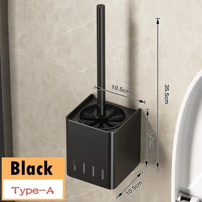 Toiletborstel Reiniging badkameraccessoires Creatieve vloer wandmontage aluminium toiletborstel toiletborstelhouderset zwart