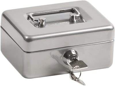 Geldcassette van staal met afsluitbaar design en uitneembaar muntgeld-inzetstuk - 12,5 x 9,5 x 6 cm, ideaal voor spaarpot en kassa