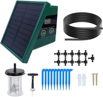 Druppelirrigatiesysteem met Timer - Anti-Hevelinrichting - Energiebesparende - IP65 Waterdichtop - Zonne-Energie Werkende Automatische Druppelirrigatieset - Voor Tuinplanten In Potten