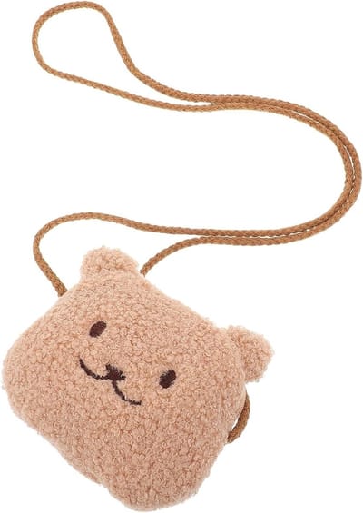 Schattige Pluche Beren Schoudertas voor Meisjes - Casual Handtas voor Kinderen, Dierenportemonnee, Bruin, 13x12x2 cm