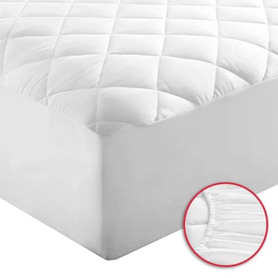 Gewatteerde katoenen matrasbeschermer - 90x210 cm Gewatteerde Matrasbeschermhoezen - Antibacteriëel - Rondom Elastiek - Wit - Gewatteerde matrasbeschermer - Matrasbeschermhoezen 90x 210 cm