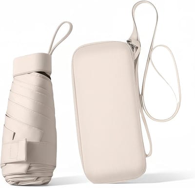 Mini-paraplu - Reisparaplu - Zonneparaplu - kleine zakparaplu - inklapbaar, reisparap, uv-bescherming - 1 set - Inclusief opbergtas(Beige)